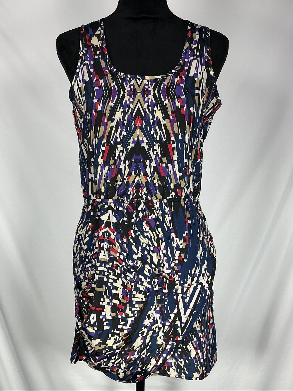 Romeo & Juliet Couture NWT Abstract Geometric Mini Dress Navy Multicolor Size S